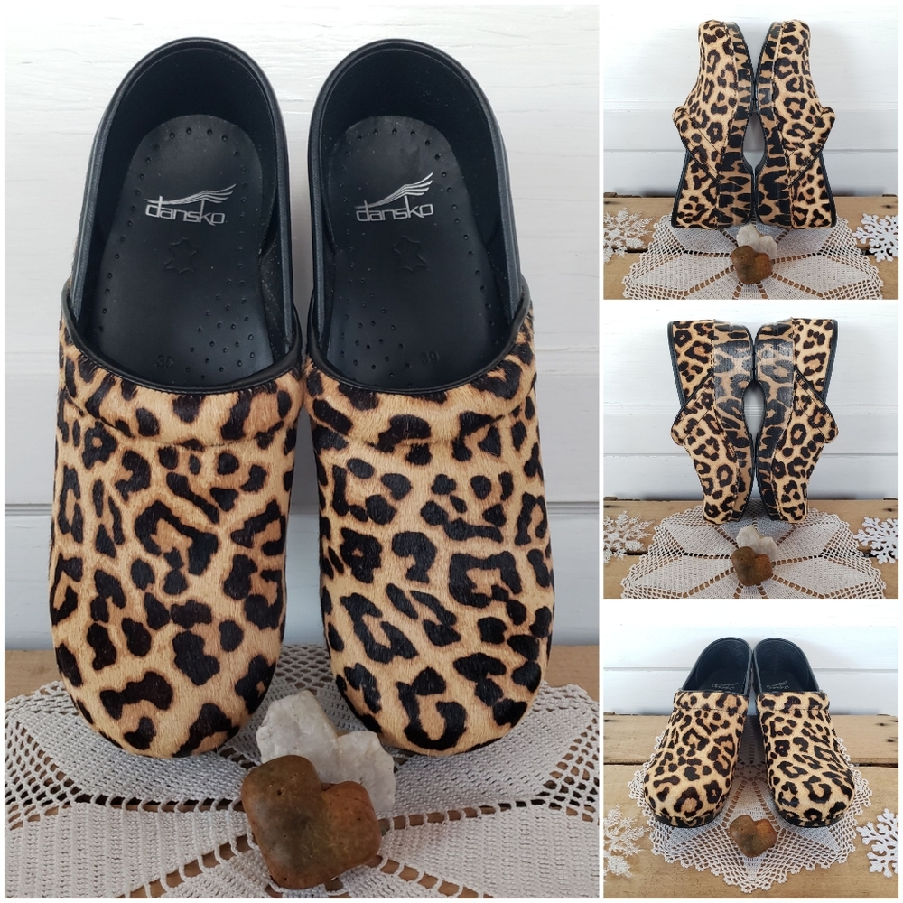 ⚘AvaiLable!⚘inQuire pLease⚘Meow Dansko Pro Clogs Leopard Haircalf Fur Mobwife 39 - Picture 5 of 11